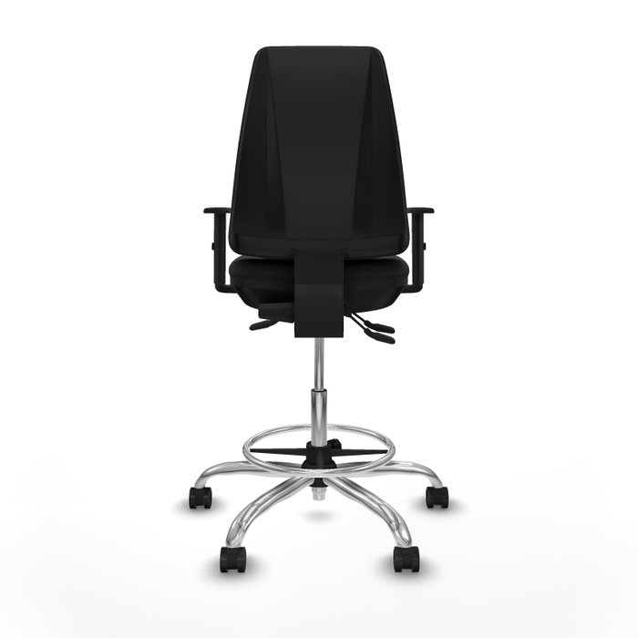 PIQUERAS Y CRESPO Taburete Elche AS en similpiel negro con brazos 1D y base cromada
