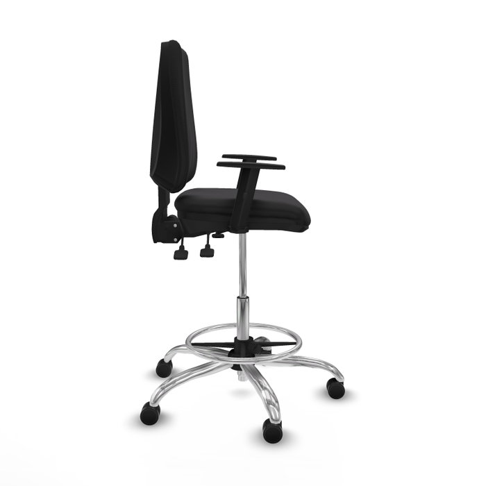 PIQUERAS Y CRESPO Taburete Elche AS en similpiel negro con brazos 1D y base cromada