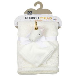 Tom et Zoe Manta Y Peluche Doudou Unicornio para Bebé 100x75 cm
