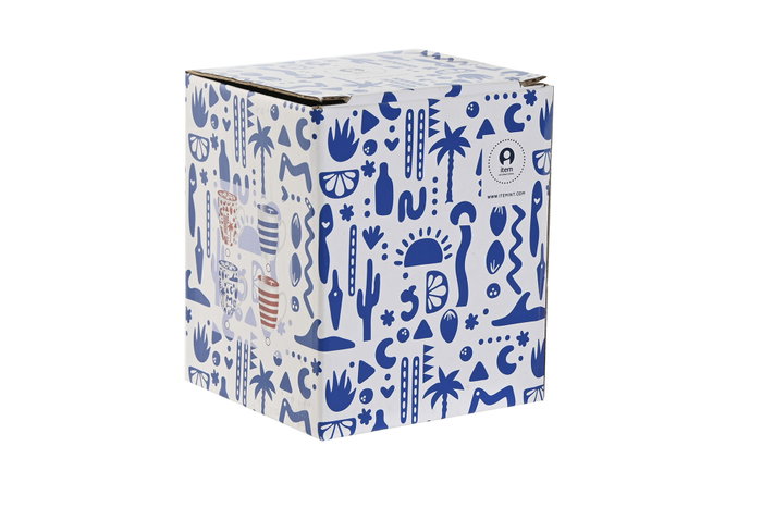 DKD Home Decor Taza para Infusiones Boho Porcelana y Acero Inoxidable Azul Rojo 9 x 11 x 12 cm 380ml (4 Unidades)