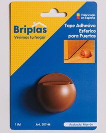 BRIPLAS Tope de Puerta Esférico Adhesivo Marrón