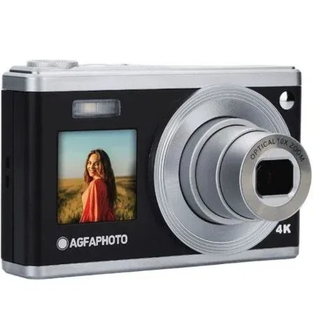 AgfaPhoto DC9200 Realishot Cámara Digital 24MP Negra Sensor CMOS Vídeo 4K Zoom Óptico 10x Pantalla Dual