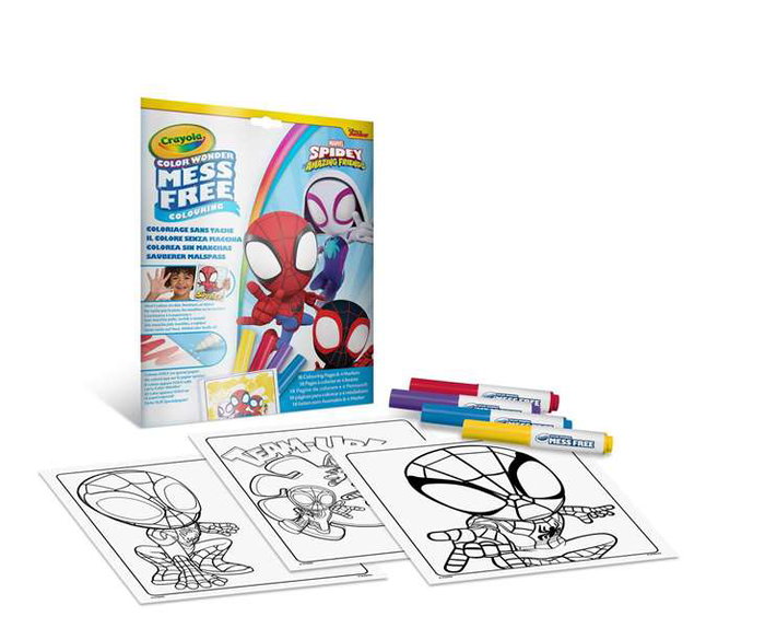 Crayola Color Wonder Spidey - Set Colorea sin Manchas con Spider-Man, 30x23x1 cm, Multilingüe (Español, Italiano, Francés, Inglés, Alemán), A Partir de 3 Años