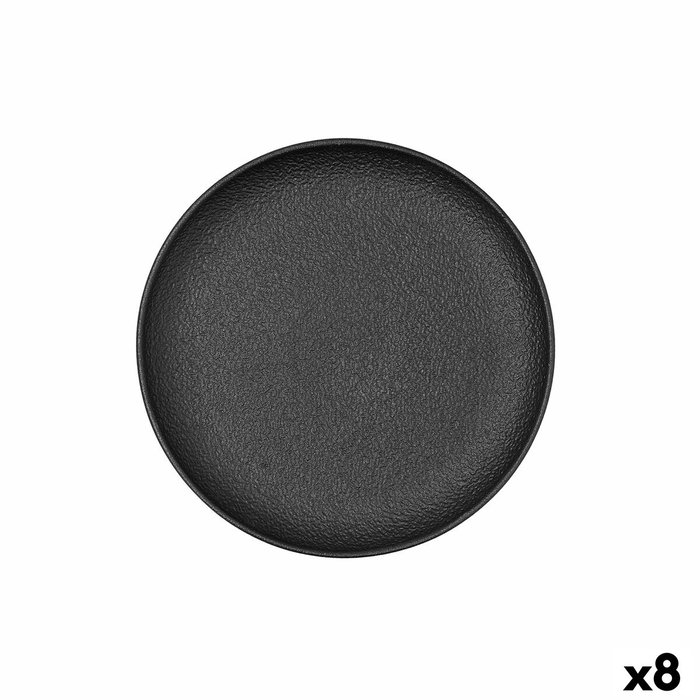 Bidasoa Juego de 8 Platos Llanos Fosil Negro de Porcelana 21,3 cm