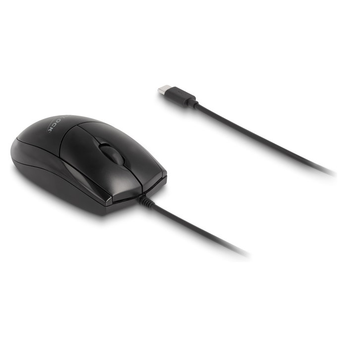 DeLOCK Ratón de escritorio óptico USB Tipo C silencioso, Negro