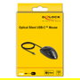 DeLOCK Mouse de escritorio óptica USB Type-C, Silenciosa, Ambidiestra, 1200 DPI, Cable 1.5 m, Negro, Plug & Play para Windows, Mac, Linux