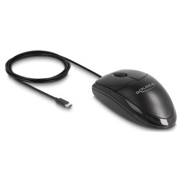 DeLOCK Ratón de escritorio óptico USB Tipo C silencioso, Negro