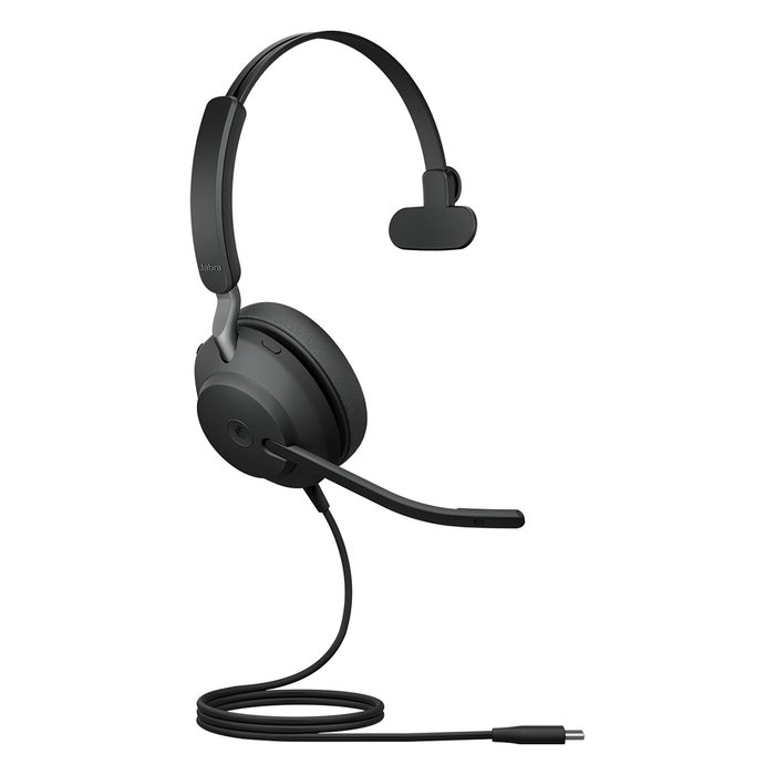 Jabra Evolve2 40 SE USB C/A MS Mono - Auriculares de diadema supraaurales monoaurales para oficina y centro de llamadas, Negro