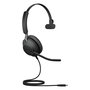 Jabra Evolve2 40 SE USB C/A MS Mono - Auriculares de diadema supraaurales monoaurales para oficina y centro de llamadas, Negro