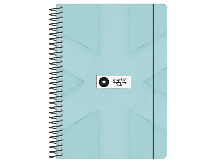 Antartik Agenda Escolar 2026-2027 Bilingüe Día Página A5+ Espiral Color Menta con Papel FSC 80g, Pack & Go