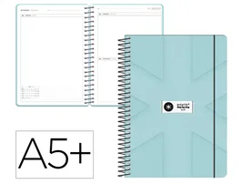 Antartik Agenda Escolar 2026-2027 Bilingüe Día Página A5+ Espiral Color Menta con Papel FSC 80g, Pack & Go
