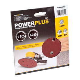 Powerplus Disco lija ø150 mm grano 240, 6 agujeros, pack de 5 unidades