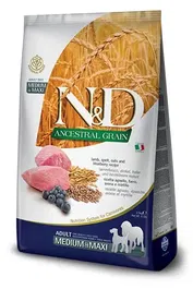 Farmina N&D Dog Ancestral Medium Maxi Cordero 12 kg Alimento para Perros Bajo en Cereales