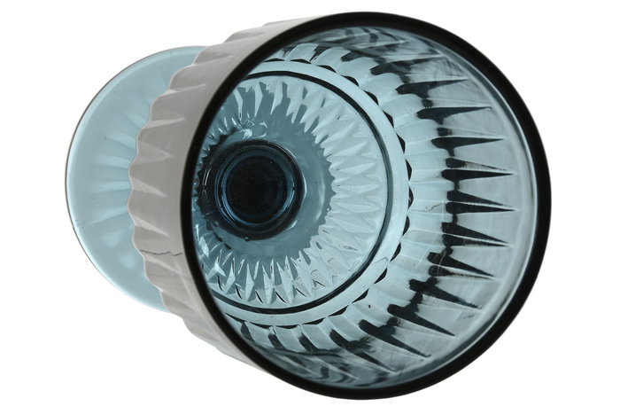 DKD Home Decor Copa Basicos - Vasos de Cristal Azul Rayado 380ml, Colección Stripes Garbo, Set de 6 Piezas (8.8 x 16.3 x 8.8 cm)