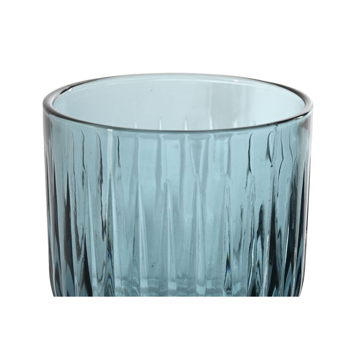 DKD Home Decor Set de 6 Copas de Cristal Rayado Azul 380ml