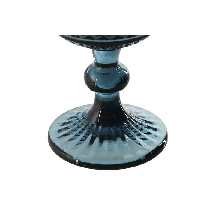 DKD Home Decor Set de 6 Copas de Cristal Rayado Azul 380ml