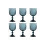 DKD Home Decor Set de 6 Copas de Cristal Rayado Azul 380ml