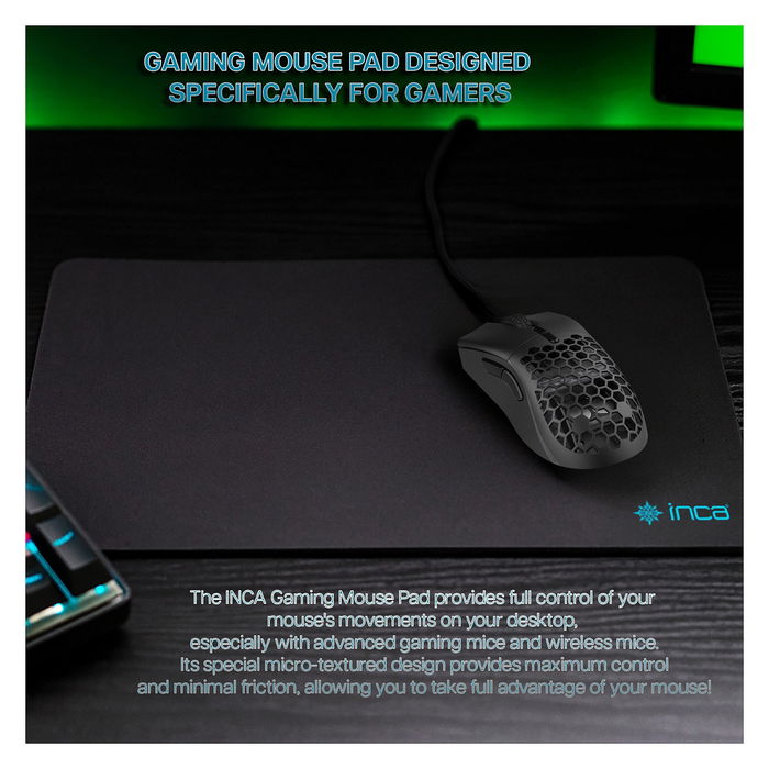 Inca Gaming IMP-020 Alfombrilla de Ratón para Juegos, Negro, 350x270x3 mm, Base Antiderrapante, Resistente al Polvo Inca Gaming IMP-020 Alfombrilla de Ratón para Juegos, Negro, 350x270x3 mm, Base Antiderrapante, Resistente al Polvo