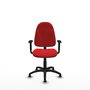 Silla de oficina Algarra con mecanismo Contacto permanente básico tapizada con Similpiel color Rojo. Equipada con Base poliamida negra, Brazos 1Dy Topes