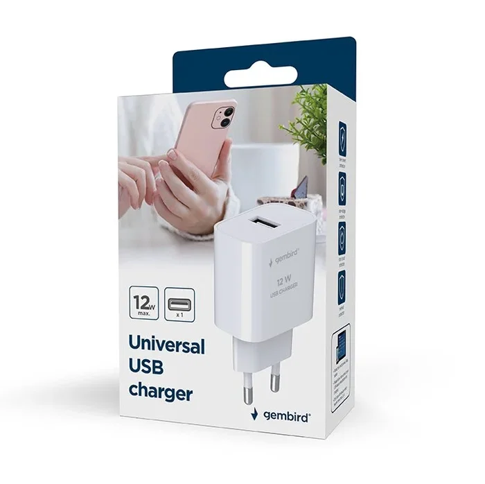 Gembird Cargador USB Universal TA-UC-1A12-01-BK Negro