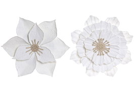 DKD Home Decor Decoración de Pared de Papel Maché con Diseño Floral Blanco