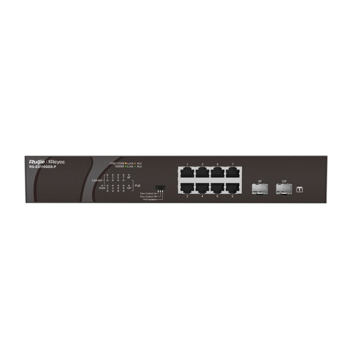 Ruijie Networks RG-ES110GDS-P Switch No Gestionado Gigabit con 8 Puertos PoE Negro Ruijie Networks RG-ES110GDS-P Switch No Gestionado Gigabit con 8 Puertos PoE Negro