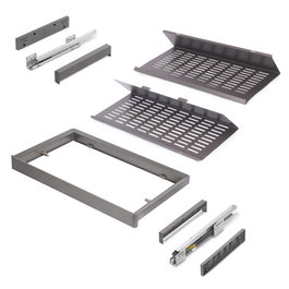 Emuca Kit de cajón zapatero extraíble para armarios Quartz, regulable, módulo 700mm, Acero, aluminio y plástico, Titanio