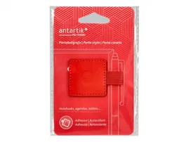 Antartik Portabolígrafo Autoadhesivo para Cuaderno con Elástico hasta 15 mm, Rojo, 40x40 mm