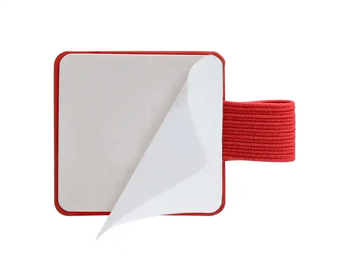 Antartik Portabolígrafo Autoadhesivo para Cuaderno con Elástico hasta 15 mm, Rojo, 40x40 mm