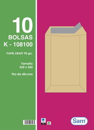Sobre-Bolsa Sam 260X360 Kraft 90G (Silicona) Paquete De 10 (Set de 25)