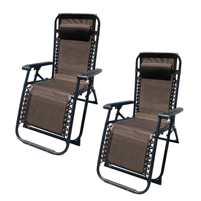 Marbueno Pack de 2 Tumbona Plegable Acero Cojin Jardin y Piscina Marron 90X66X108 MARBUENO SUMMER 10007X2