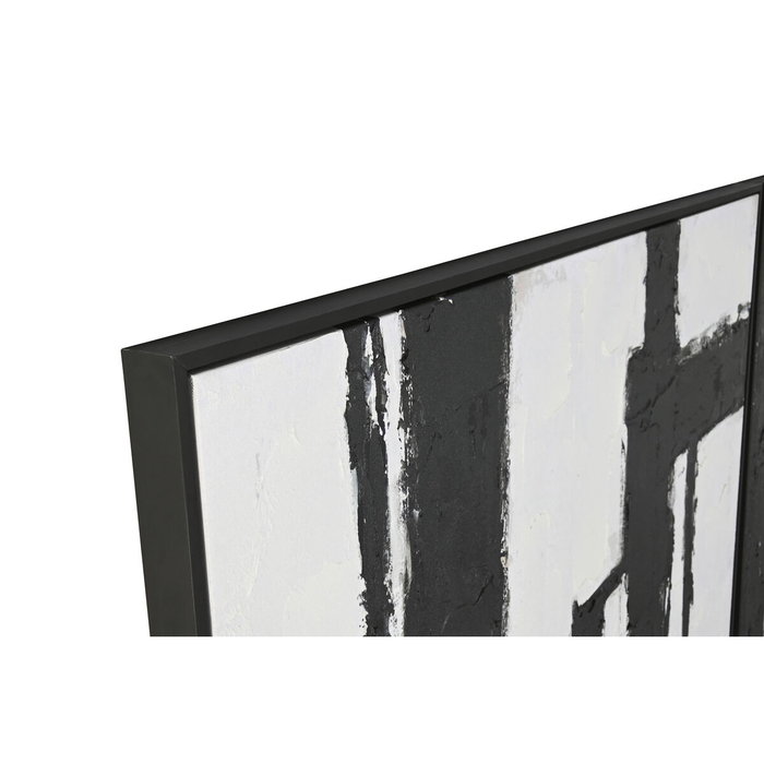 DKD Home Decor Cuadro Abstracto Lienzo Madera Negro Blanco 182.6 x 122.6 x 4.3 cm (2 Unidades)