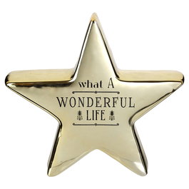 Home Deco Factory Hucha Estrella Dorada con Mensaje - Colección Home Deco Art - 21x20x5,5 cm
