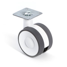 Q&Q Rueda Giratoria Aro Doble Ø60 con Placa Acabado Blanco Freno Sin Freno
