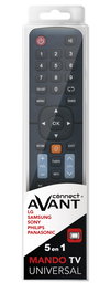 AVANT CONNECT Mando a distancia universal 5 en 1 pre-programado para LG, Samsung, Sony, Philips y Panasonic (Listo para usar)