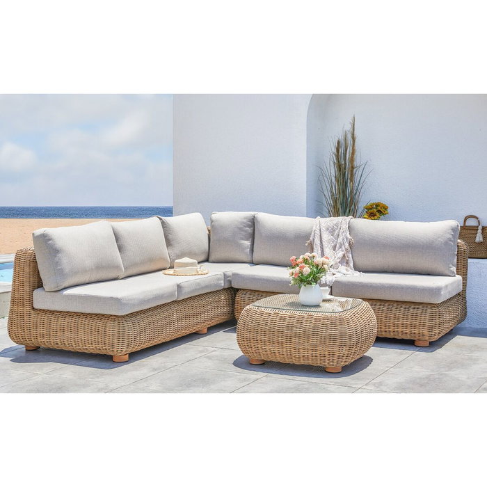 DKD Home Decor Set de Sofá Esquinero de Ratán Sintético 243x259x69 cm