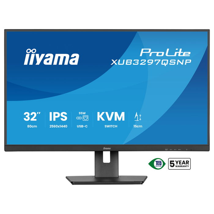 IIYAMA XUB3297QSNP-B1 81,3 cm (32") 2560x1440 Quad HD IPS 350cd/m² 1ms USB-C 95W DP KVM 4xUSB 2xAltavoces