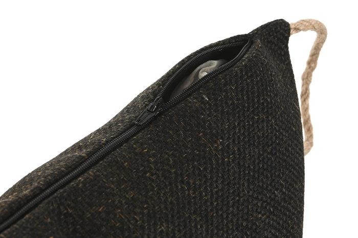 DKD Home Decor Cojín Shabby Naturechic23 45 x 45 x 15 cm Yute Poliester Negro