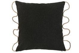 DKD Home Decor Cojín de Yute y Poliéster Negro con Cuerda
