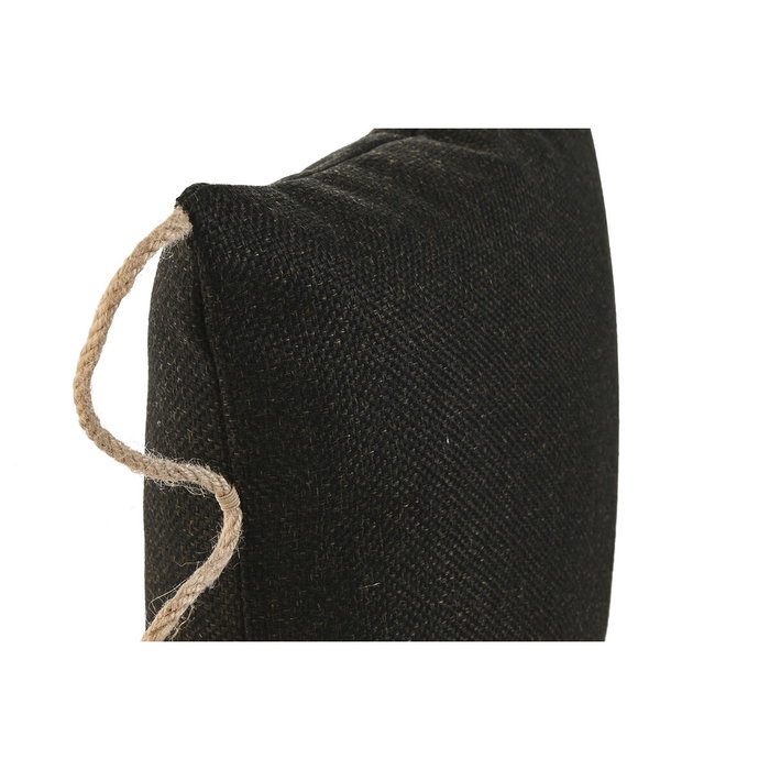 DKD Home Decor Cojín de Yute y Poliéster Negro con Cuerda DKD Home Decor Cojín de Yute y Poliéster Negro con Cuerda