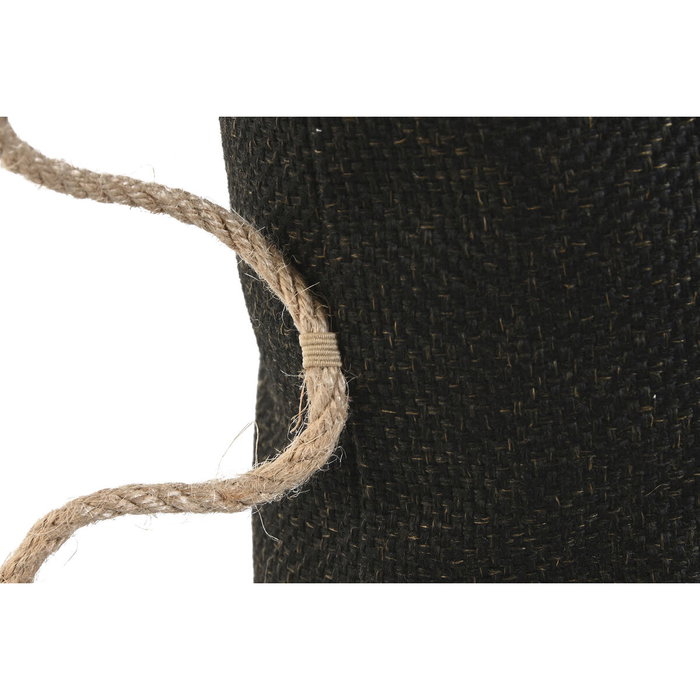 DKD Home Decor Cojín de Yute y Poliéster Negro con Cuerda DKD Home Decor Cojín de Yute y Poliéster Negro con Cuerda