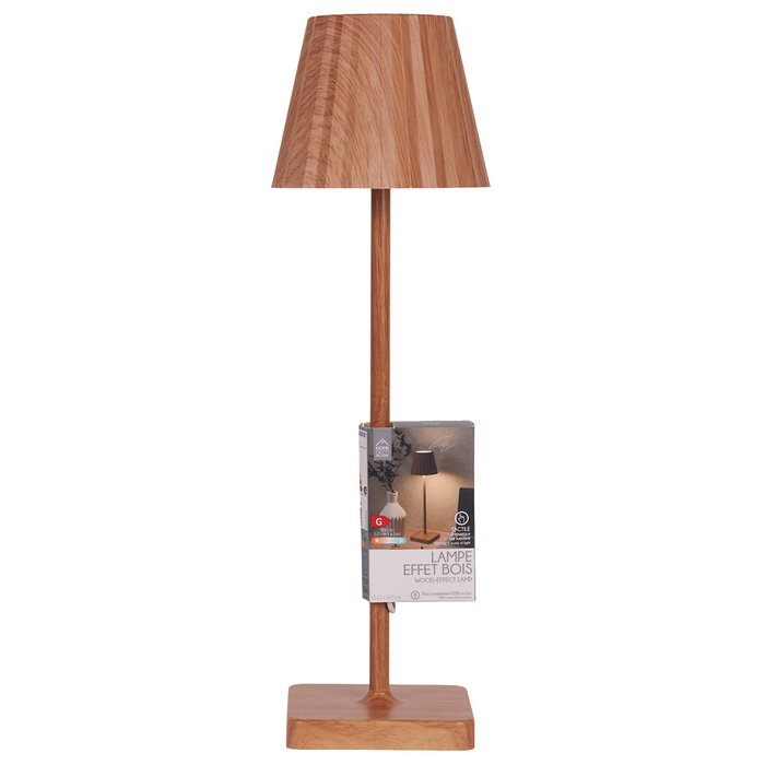 Home Deco Factory Lámpara Táctil USB con Efecto Madera, Luz de Mesa con Encendido por Toque