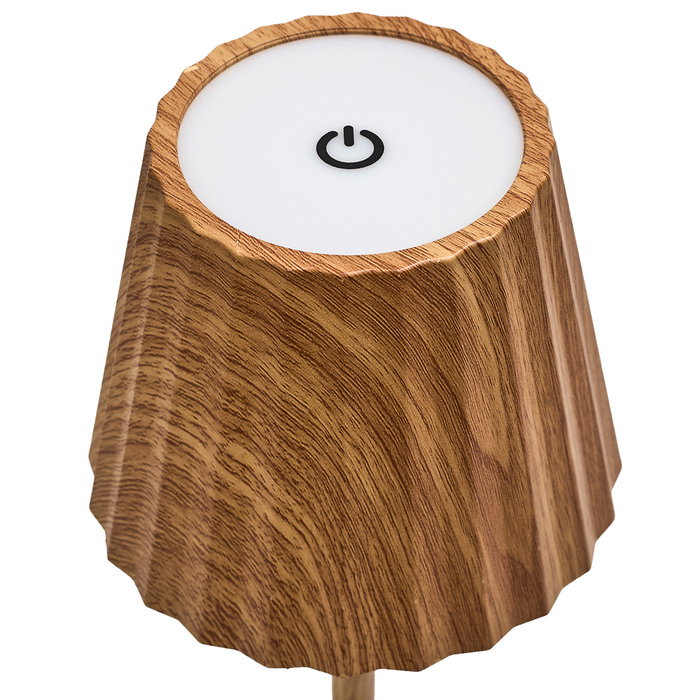 Home Deco Factory Lámpara Táctil USB con Efecto Madera, Luz de Mesa con Encendido por Toque