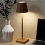 Home Deco Factory Lámpara Táctil USB con Efecto Madera, Luz de Mesa con Encendido por Toque