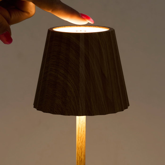 Home Deco Factory Lámpara Táctil USB con Efecto Madera, Luz de Mesa con Encendido por Toque
