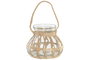 DKD Home Decor Portavelas de Cristal y Mimbre Natural 18x18x15 cm