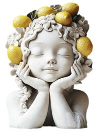 DKD Home Decor Macetero Magnesia Chica Limones Gris Claro y Amarillo