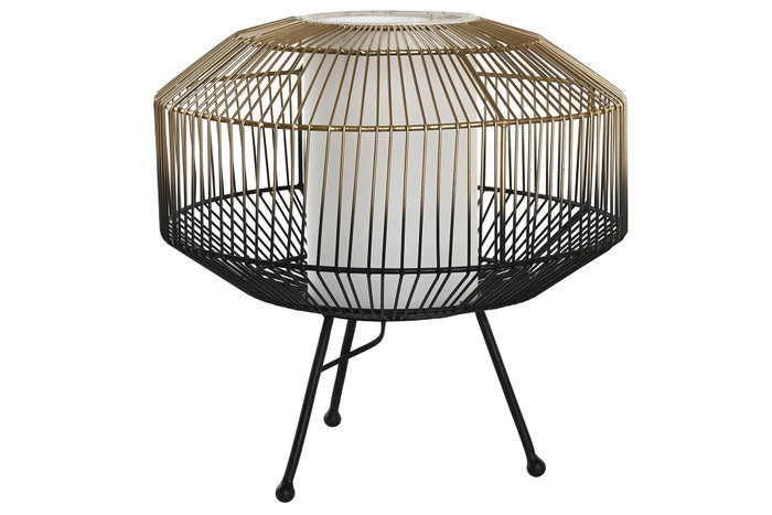 DKD Home Decor Lámpara de Sobremesa de Hierro y Algodón Negro y Dorado DKD Home Decor Lámpara de Sobremesa de Hierro y Algodón Negro y Dorado