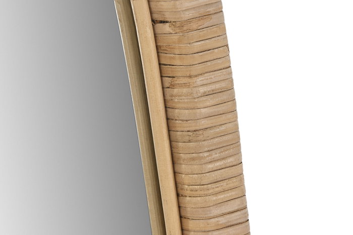 DKD Home Decor Espejo de Ratán y Cristal Natural 58x140 cm