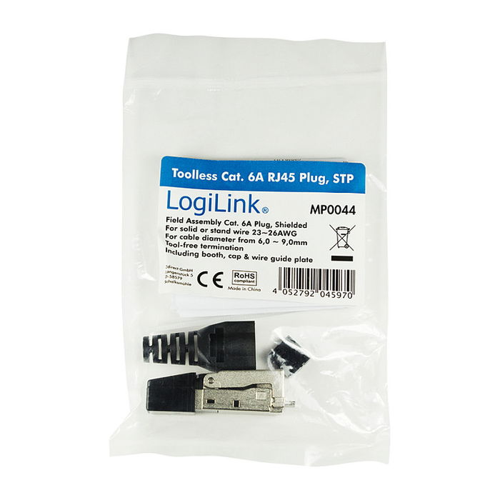 LogiLink MP0044 Conector RJ45 Cat.6A 10GE Feldkonfektionierbarer, U/FTP STP, Blindado, EconLine, -10 a 60 °C, Acero Inoxidable, RoHS, CE LogiLink MP0044 Conector RJ45 Cat.6A 10GE Feldkonfektionierbarer, U/FTP STP, Blindado, EconLine, -10 a 60 °C, Acero Inoxidable, RoHS, CE